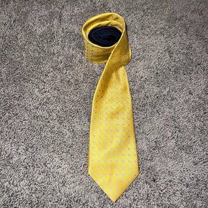 Tommy Hilfiger Yellow Blue Silver Polka Dot 59 x 3.25 Necktie Neck Tie 100% Silk